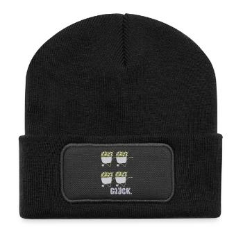 schubkarren glück - Recycelte Patch Beanie - Schwarz - Vorne