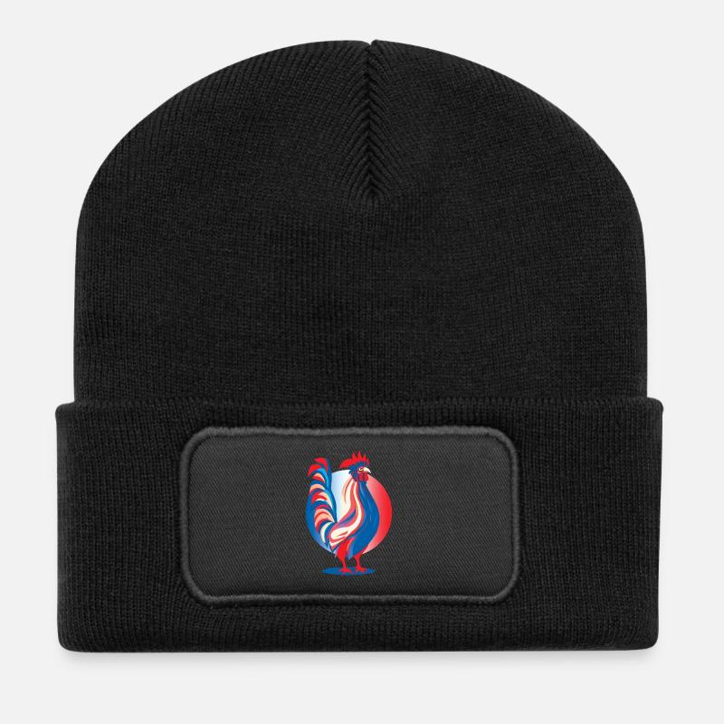 Coq Bleu Blanc Rotes Emblem von La France - Recycelte Patch Beanie - Schwarz