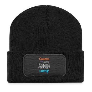 Campeurs qui vont au camp - Beanie recyclé à patch - noir - Devant