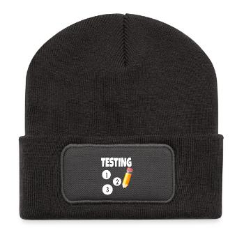 Test 123 mit Bleistift - Recycelte Patch Beanie - Dunkelgrau - Vorne