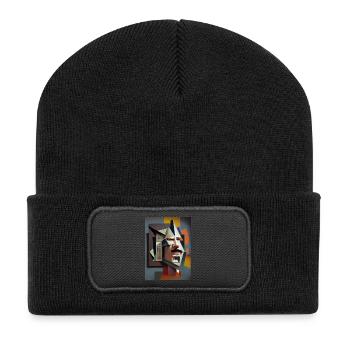 Portrait cubique : Visage fragmenté - Beanie recyclé à patch - noir - Devant