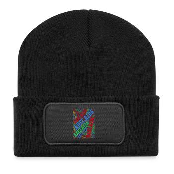 Adelaide T-Shirt T-Shirt Wortwolke Geschenkidee - Recycelte Patch Beanie - Schwarz - Vorne