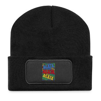 t-shirt Agata word cloud t-shirt gift idea - Recycled Patch Beanie - black - Front