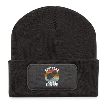 Motif animalier du zoo de Capybara - Beanie recyclé à patch - charbon - Devant