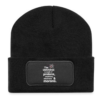 Das Universum besteht aus Protonen, Neutronnen - Recycelte Patch Beanie - Schwarz - Vorne