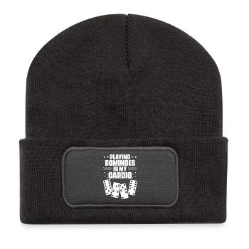 Domino Spiel Design - Recycelte Patch Beanie - Dunkelgrau - Vorne