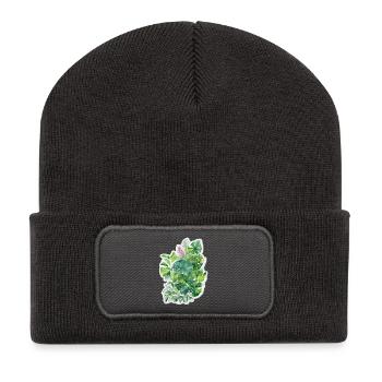 Feuilles de jungle - Beanie recyclé à patch - charbon - Devant