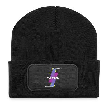 Je suis un Papou qui déchire Cadeau Humour Papy - Beanie recyclé à patch - noir - Devant