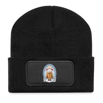 Mouton doux - Beanie recyclé à patch - noir - Devant