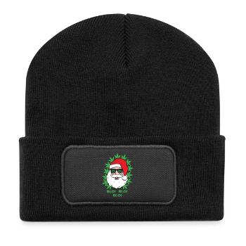 Weihnachtsmann - Blo! Blo! Blo! - Recycelte Patch Beanie - Schwarz - Vorne