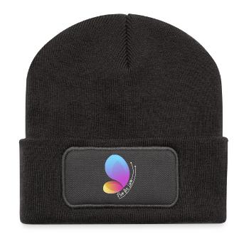 Frei durch Liebe Gradient Schmetterling - Recycelte Patch Beanie - Dunkelgrau - Vorne