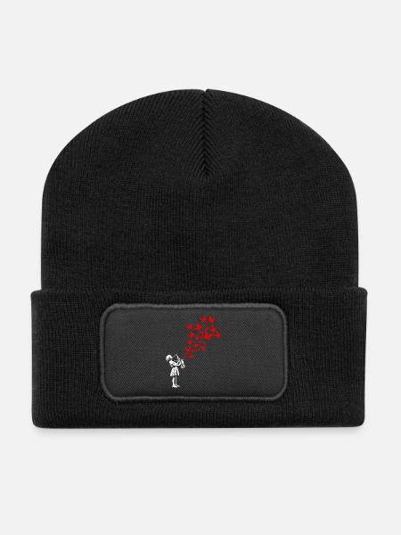 Mädchen spielt Saxophon im Streetart Stil - Recycelte Patch Beanie - Schwarz