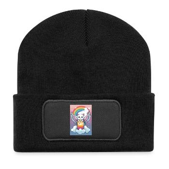 Ange chat mignon - Beanie recyclé à patch - noir - Devant