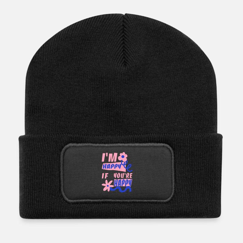 Je suis heureux si tu es heureux - Beanie recyclé à patch - noir
