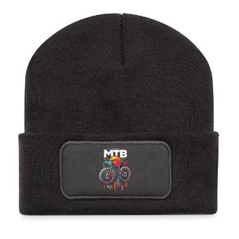 Vibrant VTT cyclisme coucher de soleil Design - Beanie recyclé à patch - charbon - Devant