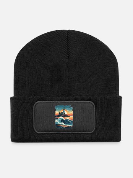 Leuchtturm - Recycelte Patch Beanie - Schwarz