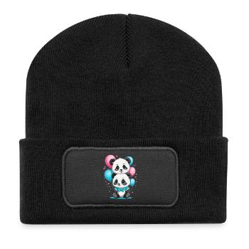 Süße Panda - Recycelte Patch Beanie - Schwarz - Vorne