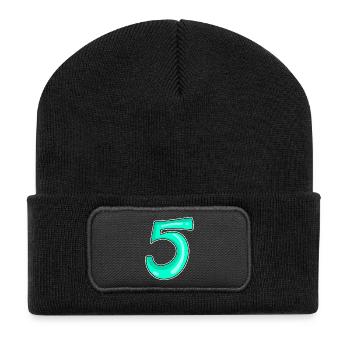 5 Number Number Motif - Recycled Patch Beanie - black - Front