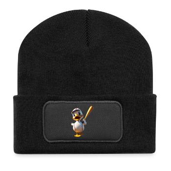 Dessin animé de baseball batteur de canard - Beanie recyclé à patch - noir - Devant
