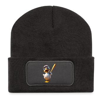 Duck Batting Cartoon Baseball - Recycelte Patch Beanie - Dunkelgrau - Vorne