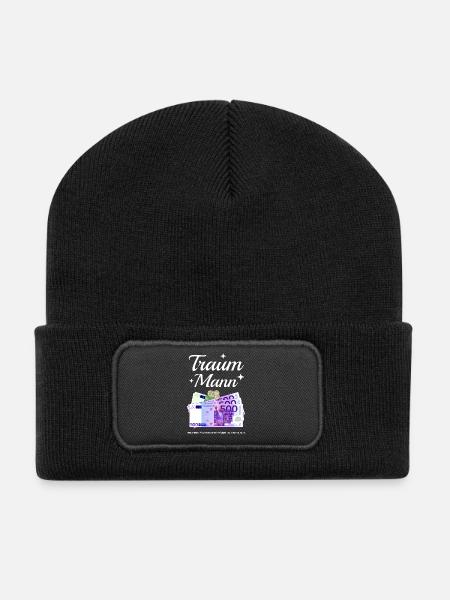 Traum Mann - Recycelte Patch Beanie - Schwarz