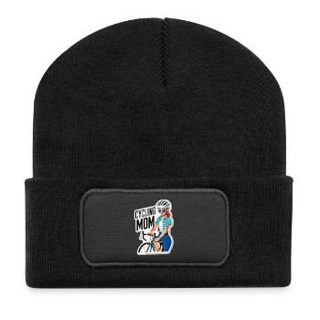 Autocollant d’autonomisation des mamans cyclistes - Beanie recyclé à patch - noir - Devant