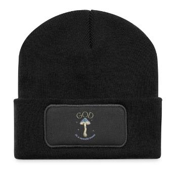 God is a mushroom - Recycled Patch Beanie - black - Front