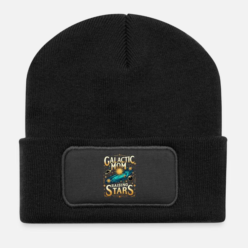 Galaktische Mutter, die Sterne aufzieht - Recycelte Patch Beanie - Schwarz