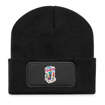 Dad's Cycling Crew Illustration - Recycled Patch Beanie - black - Front