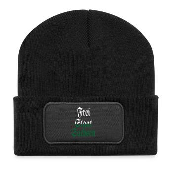 Land libre de Saxe blanc vert maison - Beanie recyclé à patch - noir - Devant