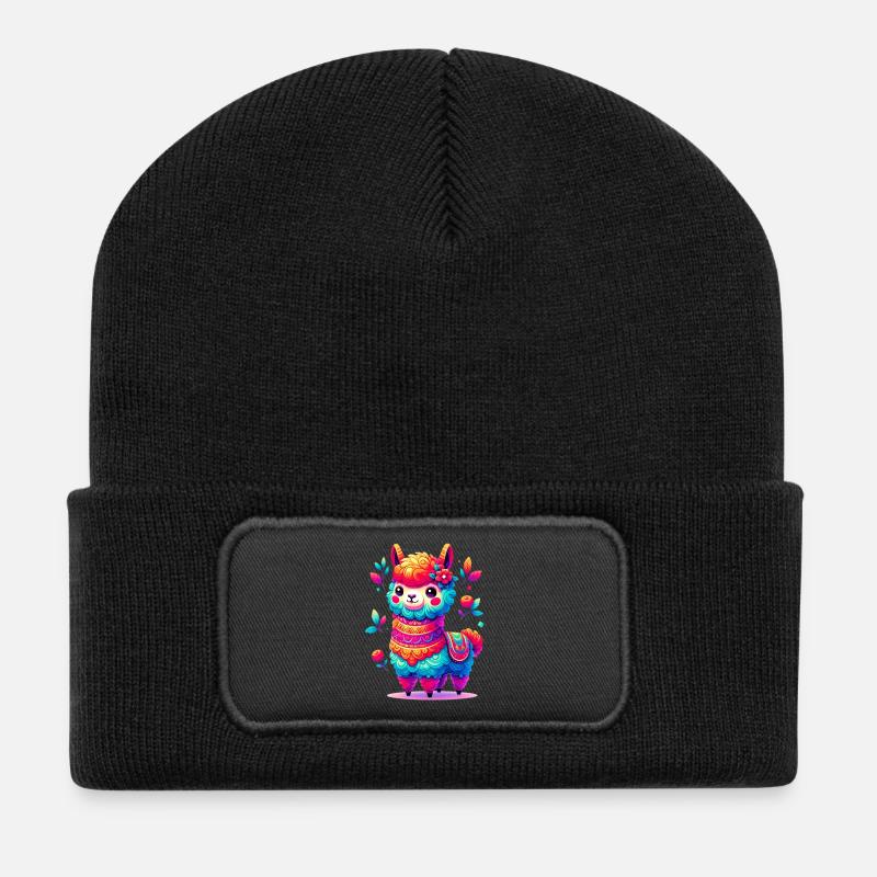 Alpaka - Recycelte Patch Beanie - Schwarz