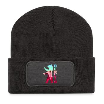 Berlin Bär Neon Silhouette - Recycelte Patch Beanie - Dunkelgrau - Vorne