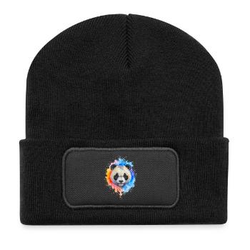 Éclaboussure de panda aquarelle - Beanie recyclé à patch - noir - Devant
