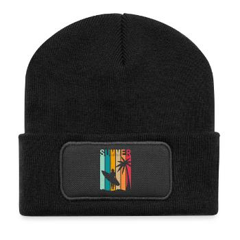 Surfer-Mädchen - Recycelte Patch Beanie - Schwarz - Vorne