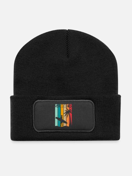 Surfen - Recycelte Patch Beanie - Schwarz