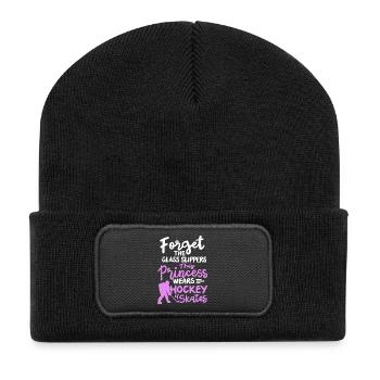 Eishockey Mädchen Hockey Schlittschuhe - Recycelte Patch Beanie - Schwarz - Vorne