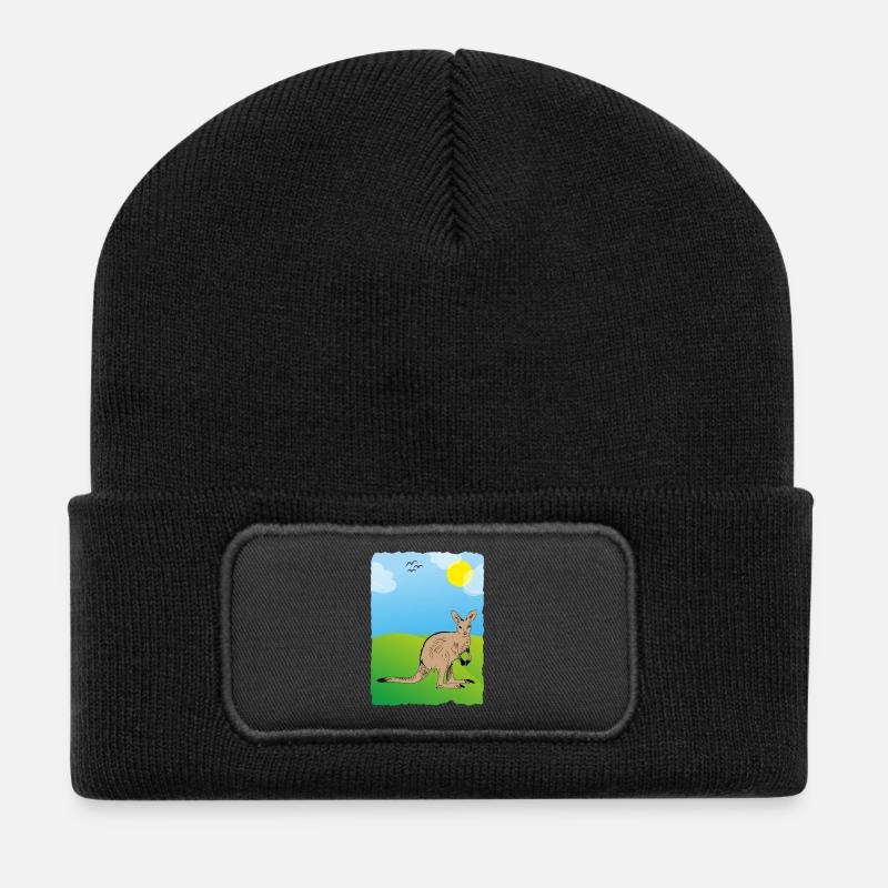 Känguru - Recycelte Patch Beanie - Schwarz