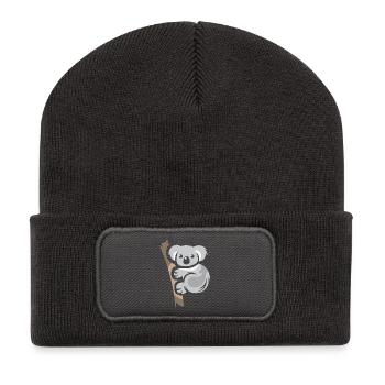 Koala Bär Comic Tier Australien Natur Cartoon Logo - Recycelte Patch Beanie - Dunkelgrau - Vorne
