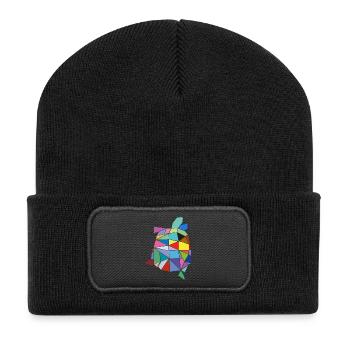 Tortue colorée - Beanie recyclé à patch - noir - Devant