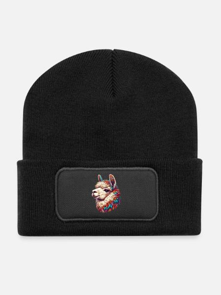 Alpaka - Recycelte Patch Beanie - Schwarz