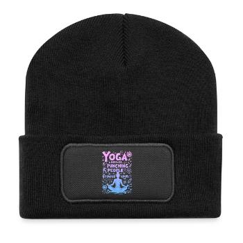 YOGA : PARCE QUE FRAPPER LES GENS EST MAL VU - Beanie recyclé à patch - noir - Devant