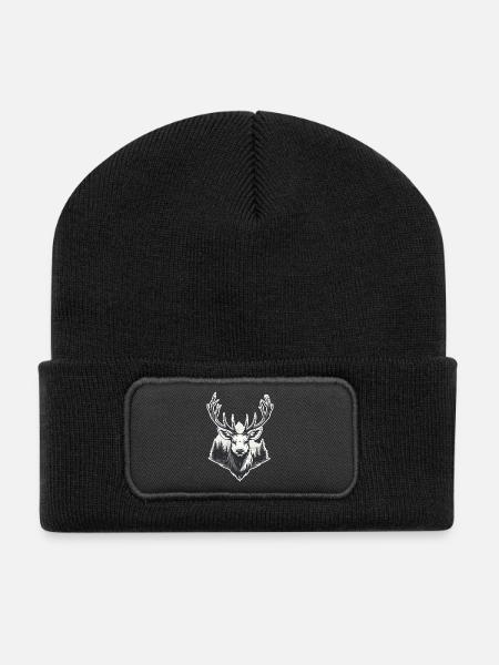Paysage forestier de Deer Head - Beanie recyclé à patch - noir