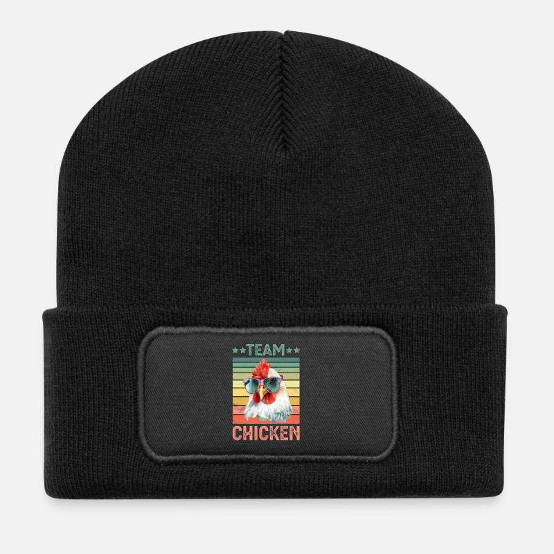 Huhn Hühner - Recycelte Patch Beanie - Schwarz