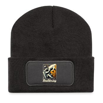 Bouldern Astronaut Raumfahrer Geschenk - Recycelte Patch Beanie - Dunkelgrau - Vorne