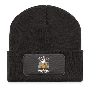 Playful Potato Chef Illustration - Recycled Patch Beanie - dark grey - Front