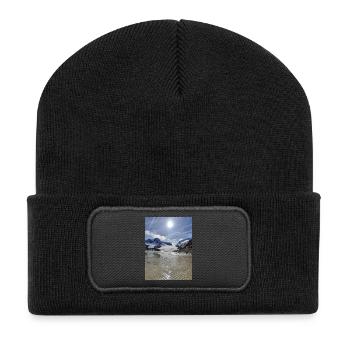 Gletscher und See - Recycelte Patch Beanie - Schwarz - Vorne