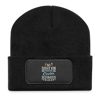So sieht ein richtig cooler Schmied aus - Recycelte Patch Beanie - Schwarz - Vorne