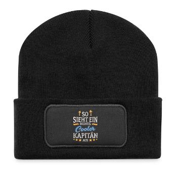 So sieht ein richtig cooler Kapitän aus Seefahrer - Recycelte Patch Beanie - Schwarz - Vorne