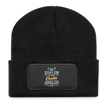 So sieht ein richtig cooler Angler aus Fischer - Recycelte Patch Beanie - Schwarz - Vorne