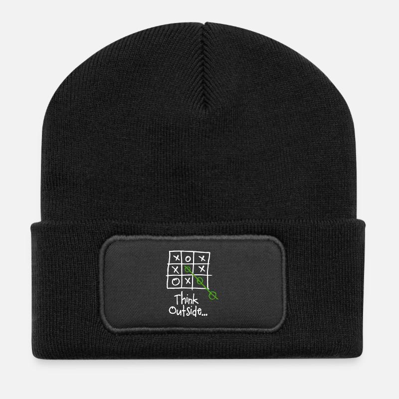Think Outside the Box - Pensez Hors des Cases - Beanie recyclé à patch - noir